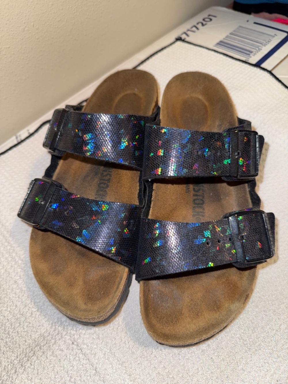 Birkenstock Black Holographic Double-Strap Sandals